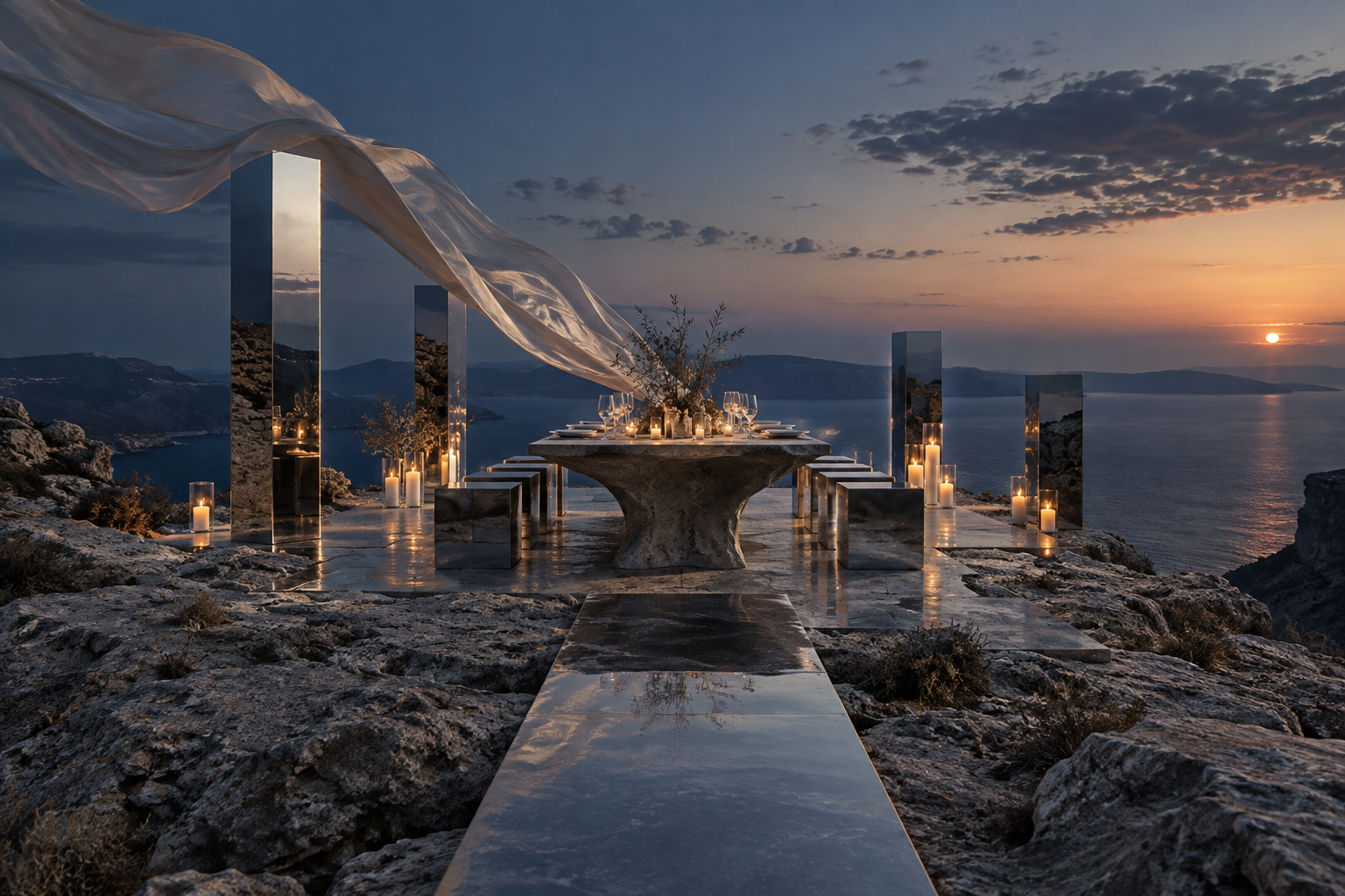 The Coast luxury event design concept overlooking the Aegean Sea